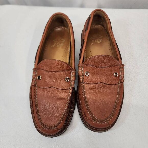 J. Crew Mens 9.5 Camden Crepe-Sole Slip-ons Pebbled Leather Loafers - Picture 6 of 9